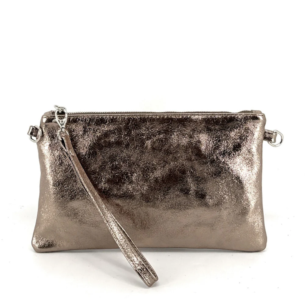 Sac pochette en cuir irisé MELUSINE Champagne irisé - Image 4