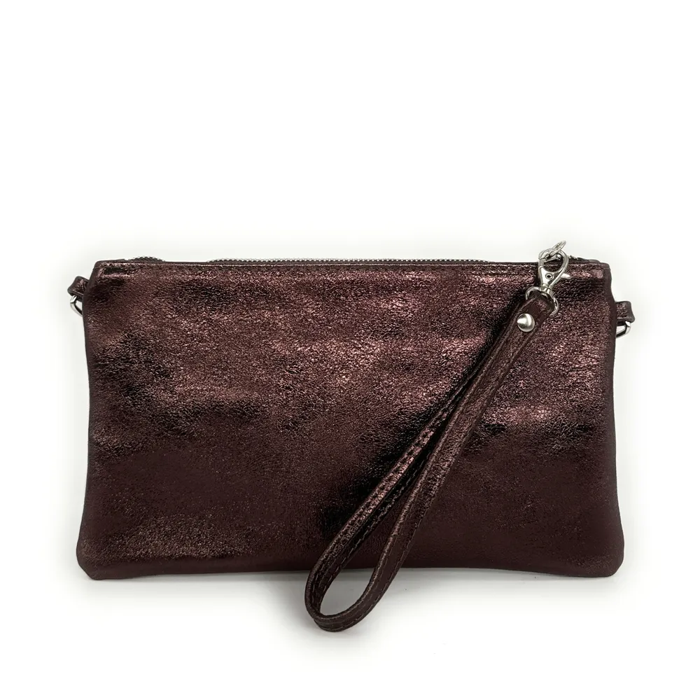 Sac pochette en cuir irisé MELUSINE Chocolat irisé - Image 4