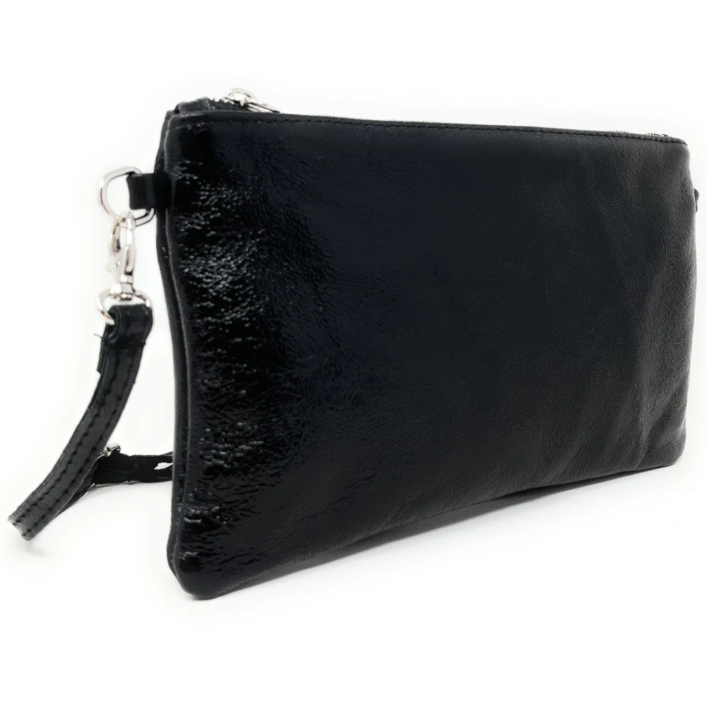 Sac pochette en cuir irisé MELUSINE Noir irisé - Image 2