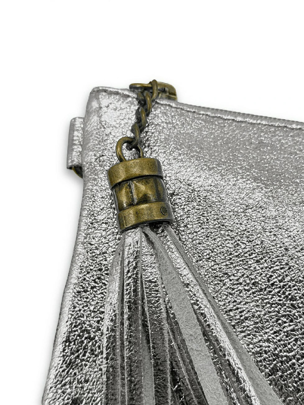Sac pochette en cuir irisé MORGANE Argent clair - Image 5