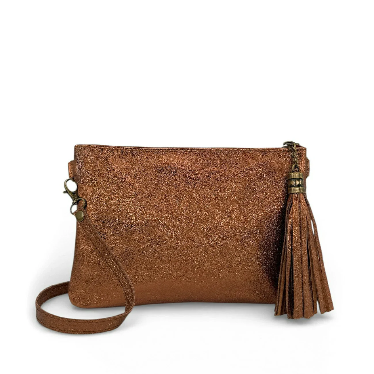 Sac pochette en cuir irisé MORGANE Bronze - Image 4