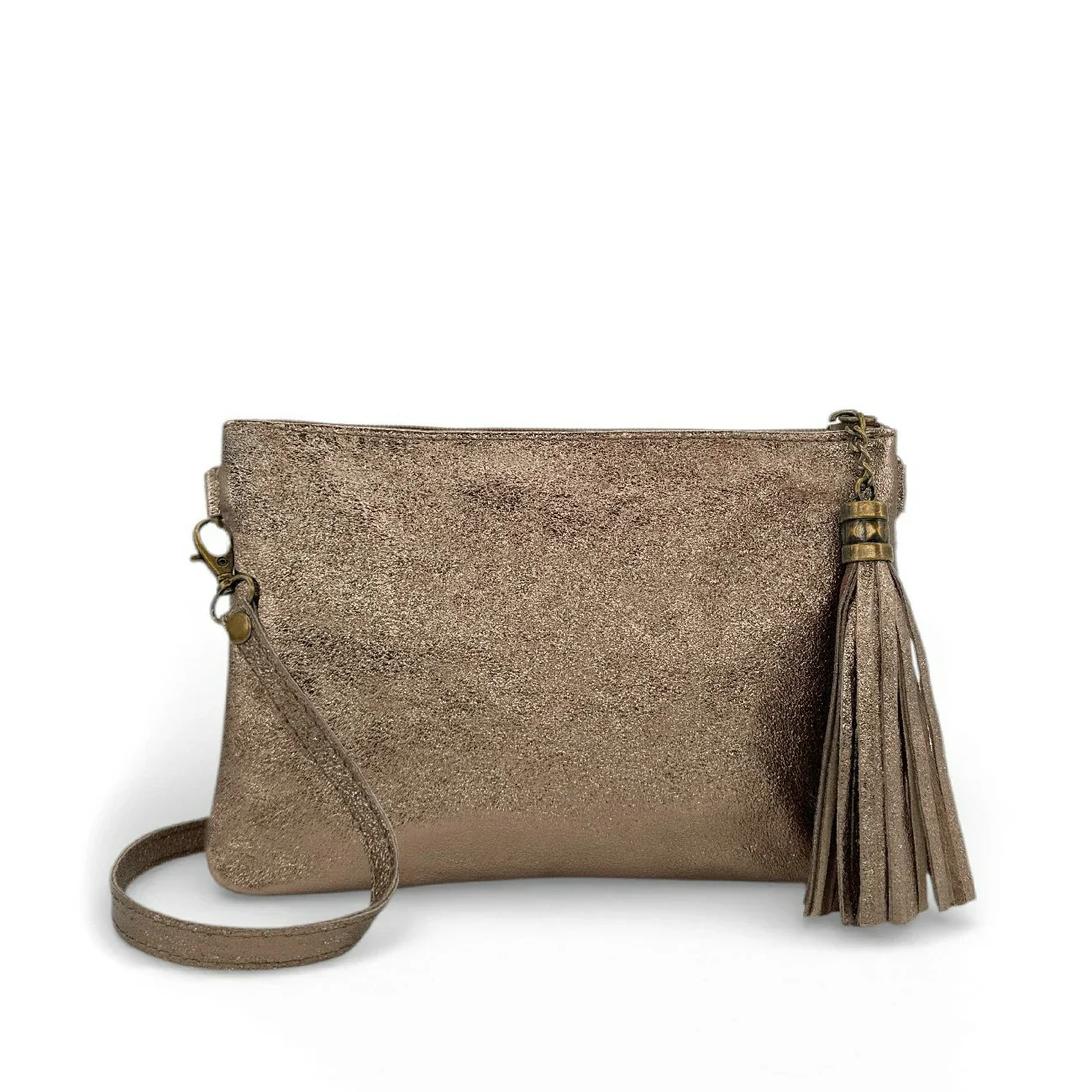 Sac pochette en cuir irisé MORGANE Champagne irisé - Image 4