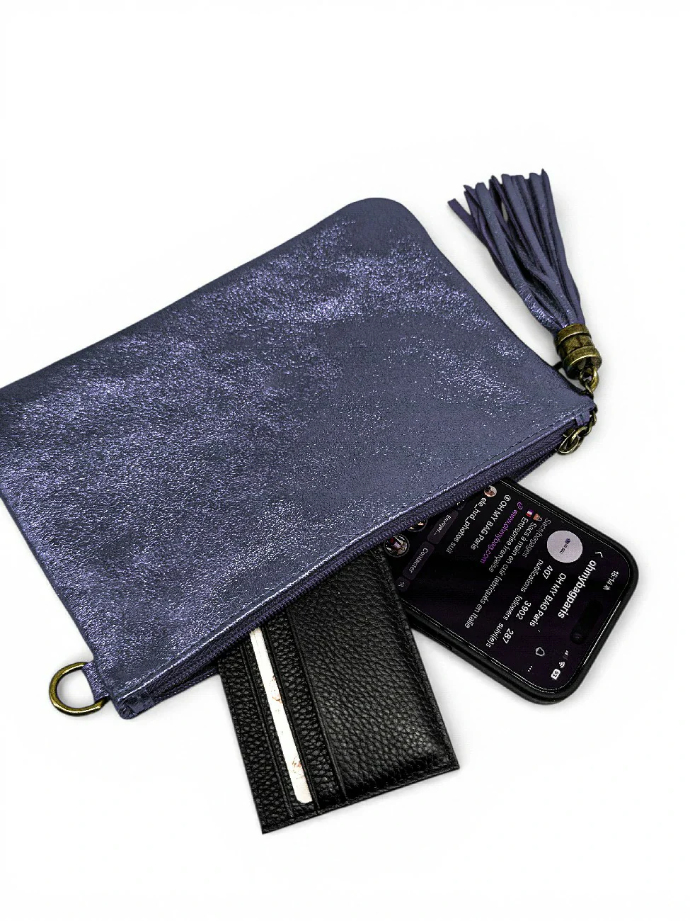 Sac pochette en cuir irisé MORGANE Nuit étoilée - Image 3