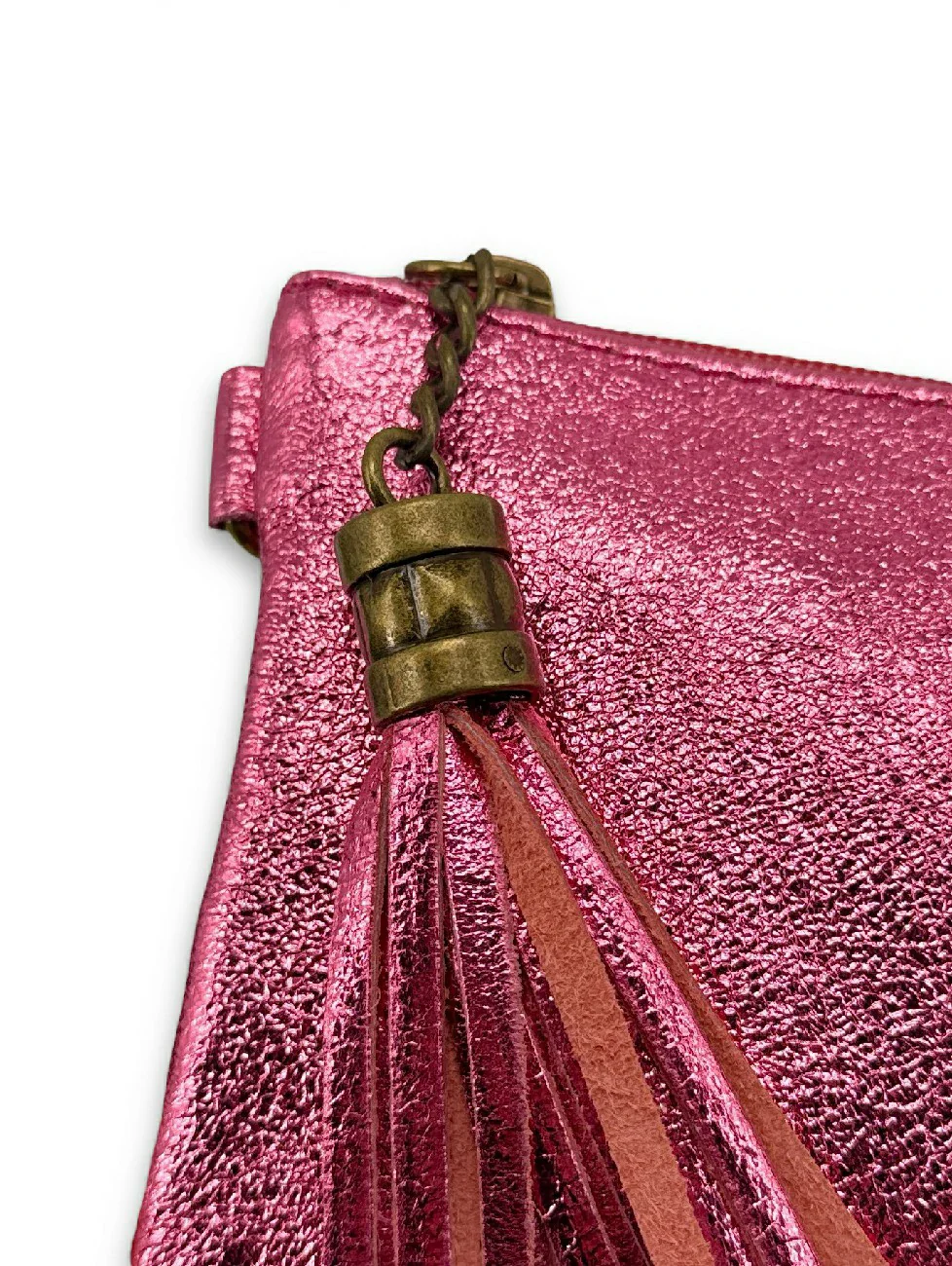 Sac pochette en cuir irisé MORGANE Rose néon - Image 5
