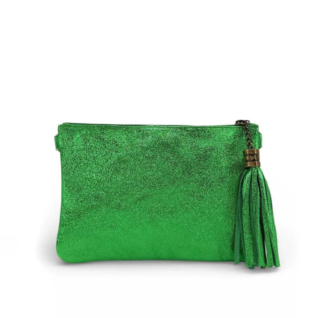Sac pochette en cuir irisé MORGANE Vert anglais irisé - Image 7