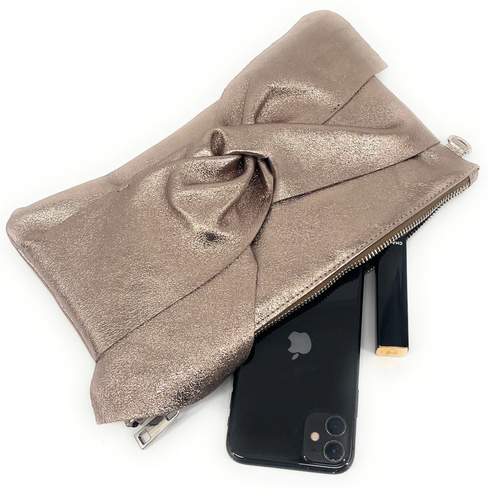 Sac pochette en cuir irisé SHERAZADE Champagne irisé - Image 5