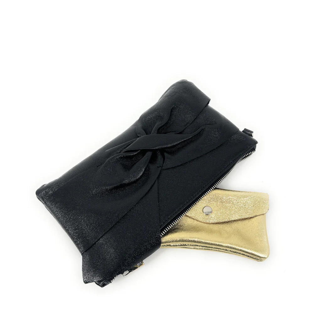 Sac pochette en cuir irisé SHERAZADE Noir irisé - Image 5