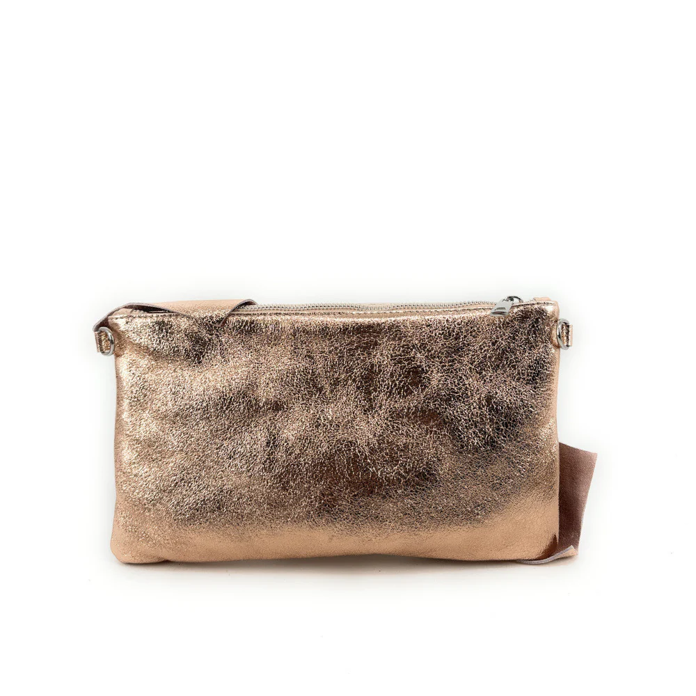 Sac pochette en cuir irisé SHERAZADE Rose gold - Image 3
