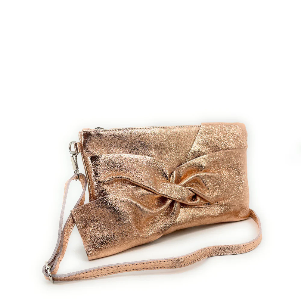 Sac pochette en cuir irisé SHERAZADE Rose gold - Image 4