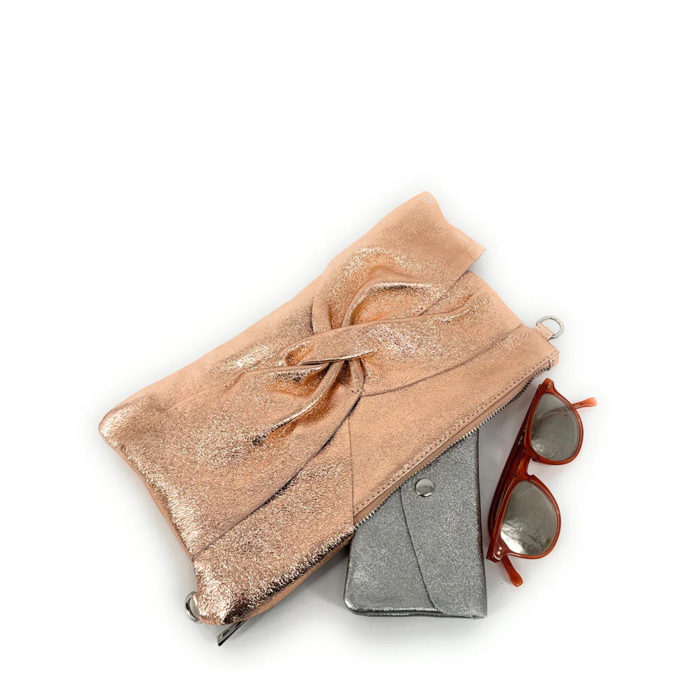Sac pochette en cuir irisé SHERAZADE Rose gold - Image 5