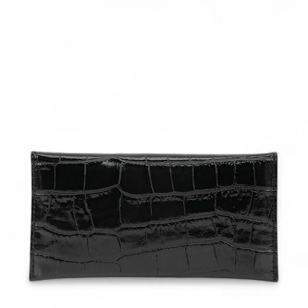 Pochette enveloppe en cuir façon crocodile CLOE CROCO Noir - Image 3
