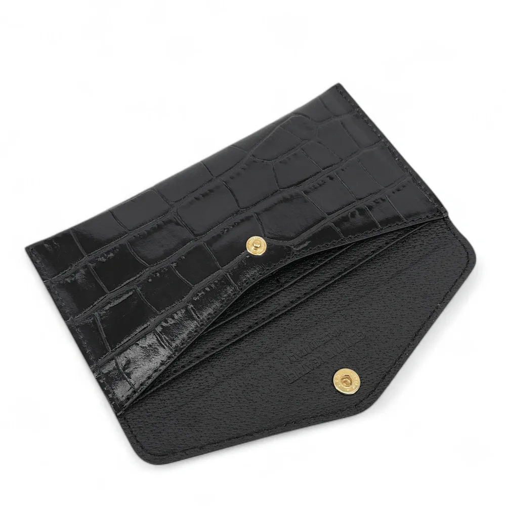 Pochette enveloppe en cuir façon crocodile CLOE CROCO Noir - Image 5