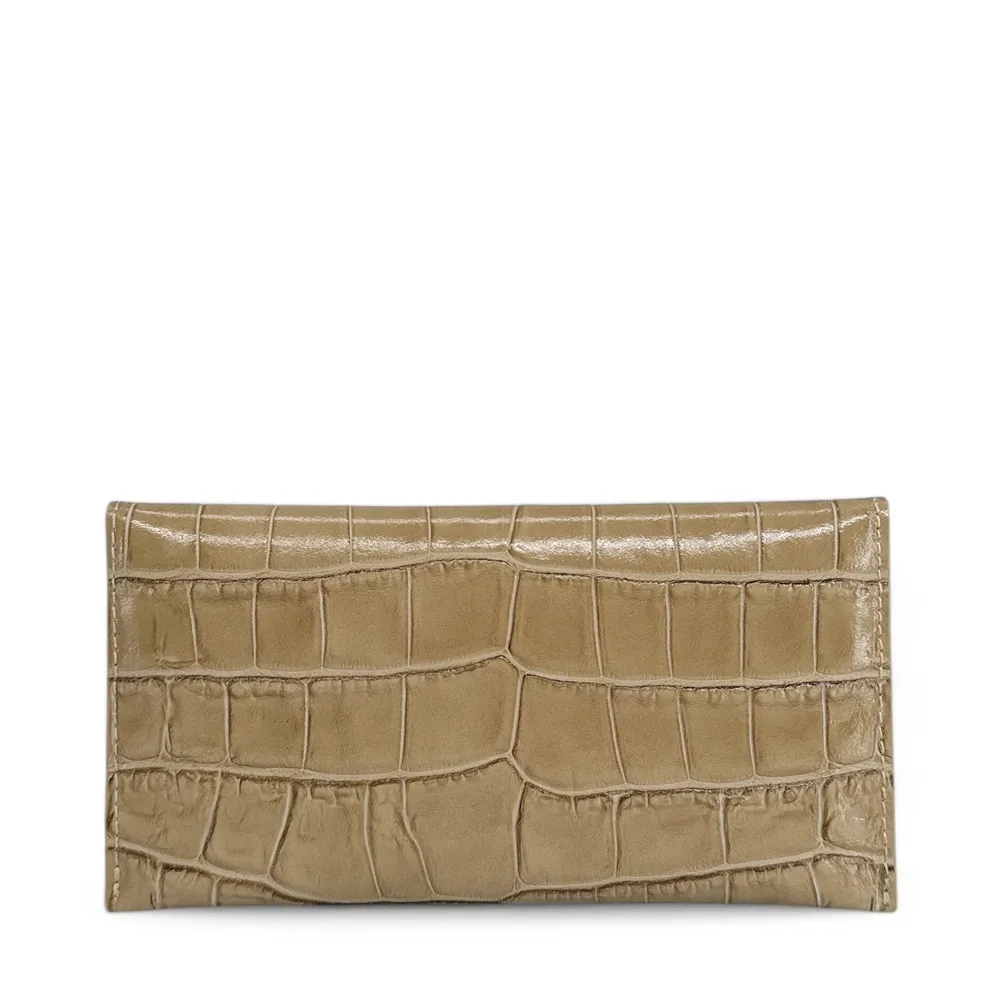 Pochette enveloppe en cuir façon crocodile CLOE CROCO Taupe - Image 3