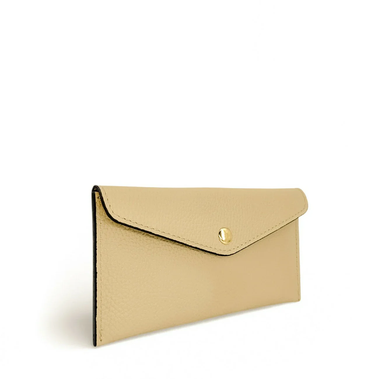 Pochette enveloppe en cuir grainé CLOE Beige crème - Image 2