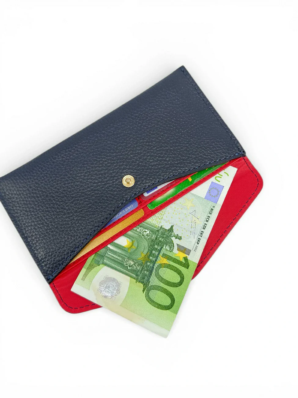 Pochette enveloppe en cuir grainé CLOE Bleu marine - Image 3