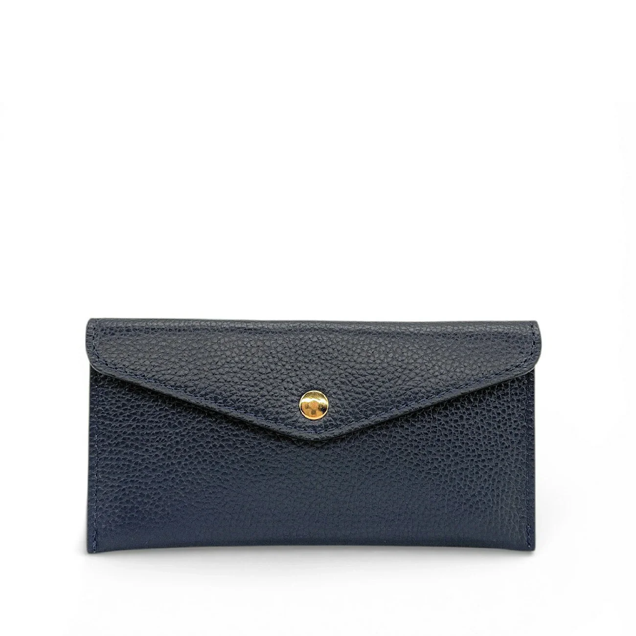 Pochette enveloppe en cuir grainé CLOE Bleu marine - Image 4