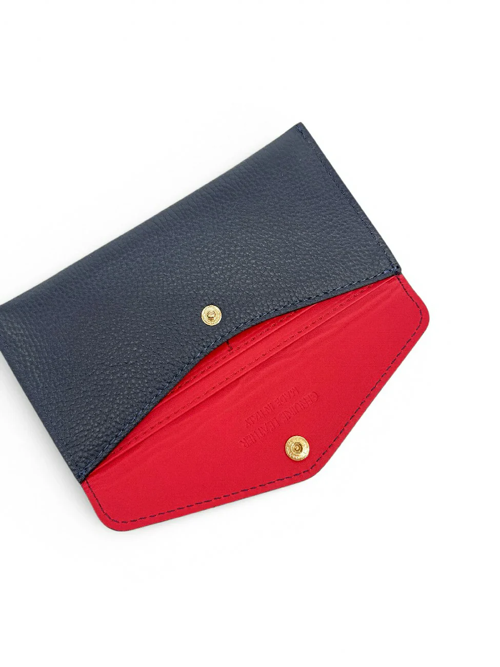 Pochette enveloppe en cuir grainé CLOE Bleu marine - Image 6