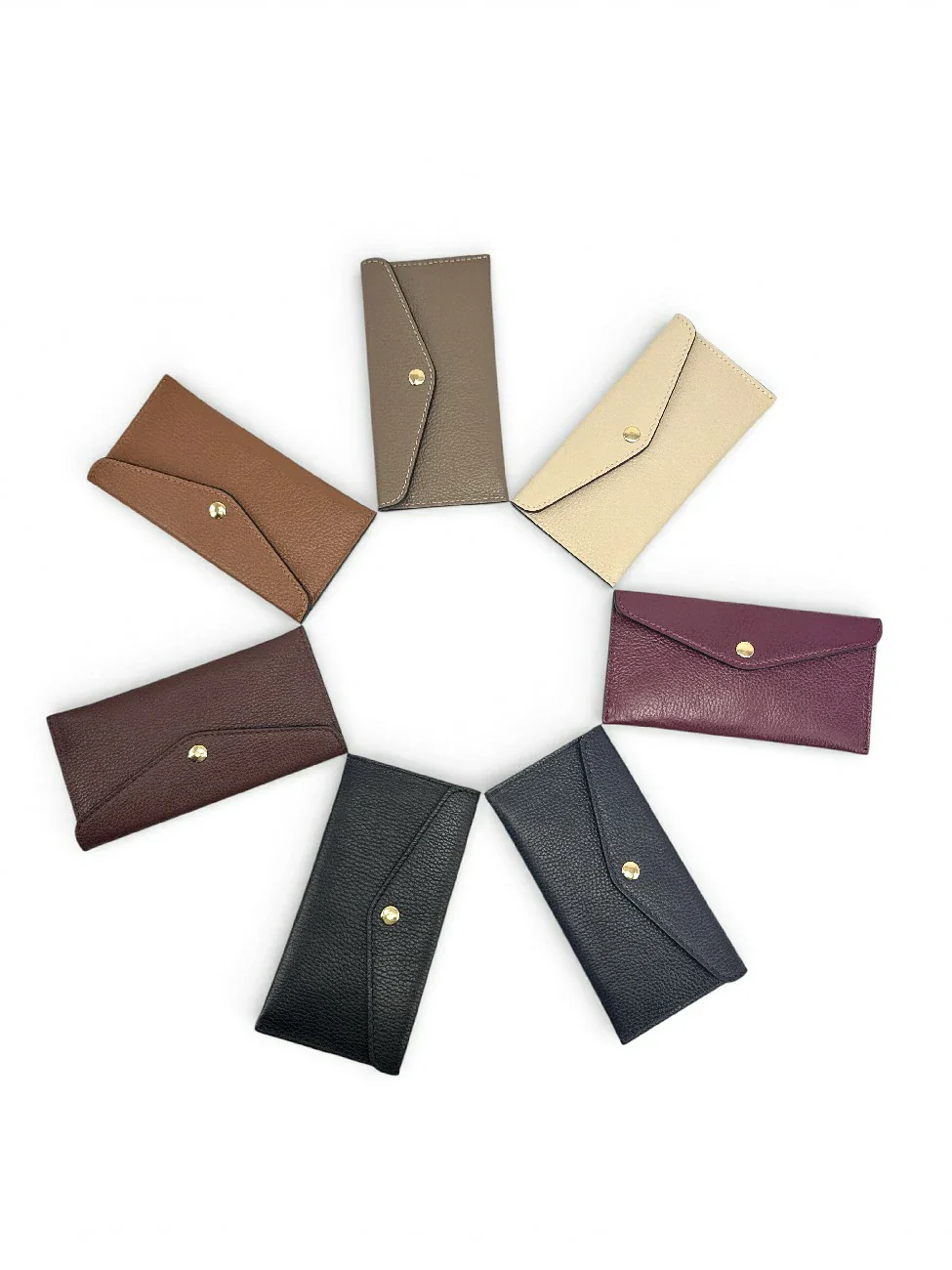 Pochette enveloppe en cuir grainé CLOE Bleu marine - Image 7