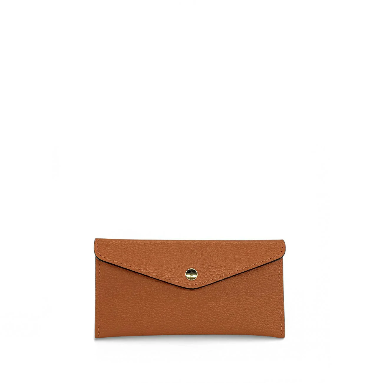 Pochette enveloppe en cuir grainé CLOE Camel