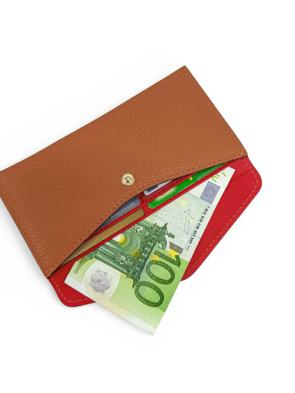 Pochette enveloppe en cuir grainé CLOE Camel - Image 3