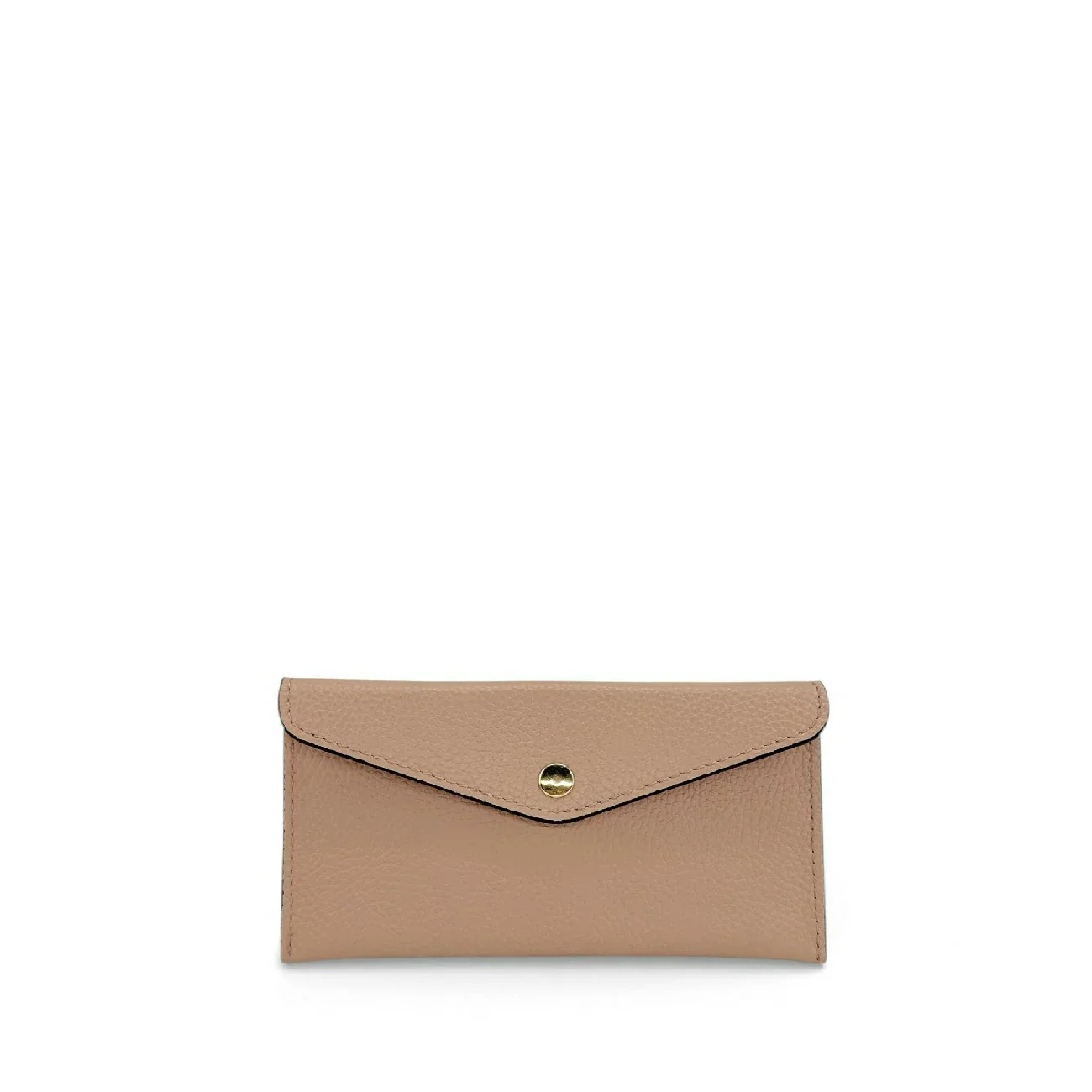 Pochette enveloppe en cuir grainé CLOE Rose nude