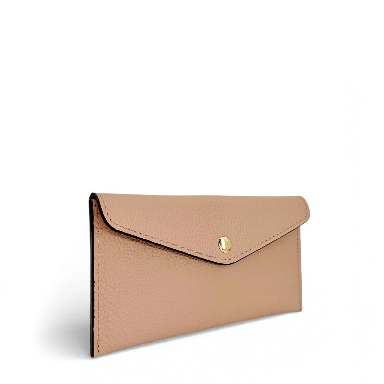 Pochette enveloppe en cuir grainé CLOE Rose nude - Image 2
