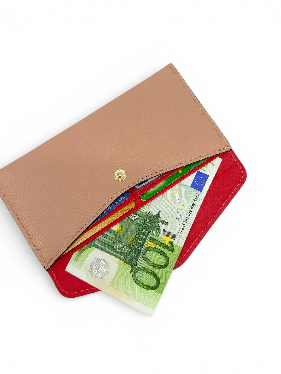Pochette enveloppe en cuir grainé CLOE Rose nude - Image 3