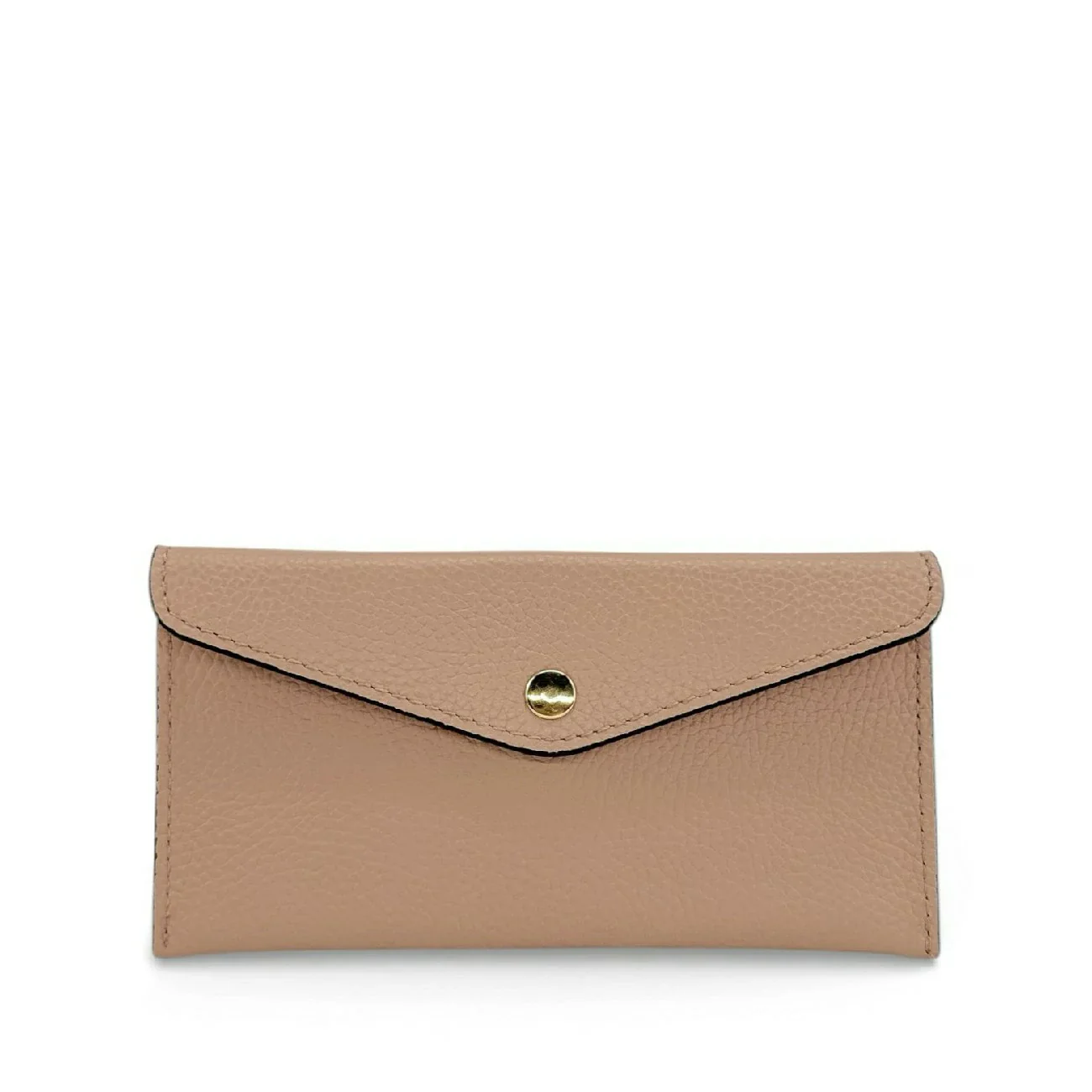 Pochette enveloppe en cuir grainé CLOE Rose nude - Image 4