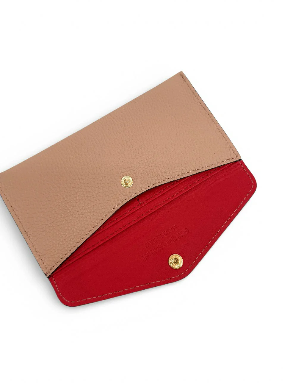 Pochette enveloppe en cuir grainé CLOE Rose nude - Image 6