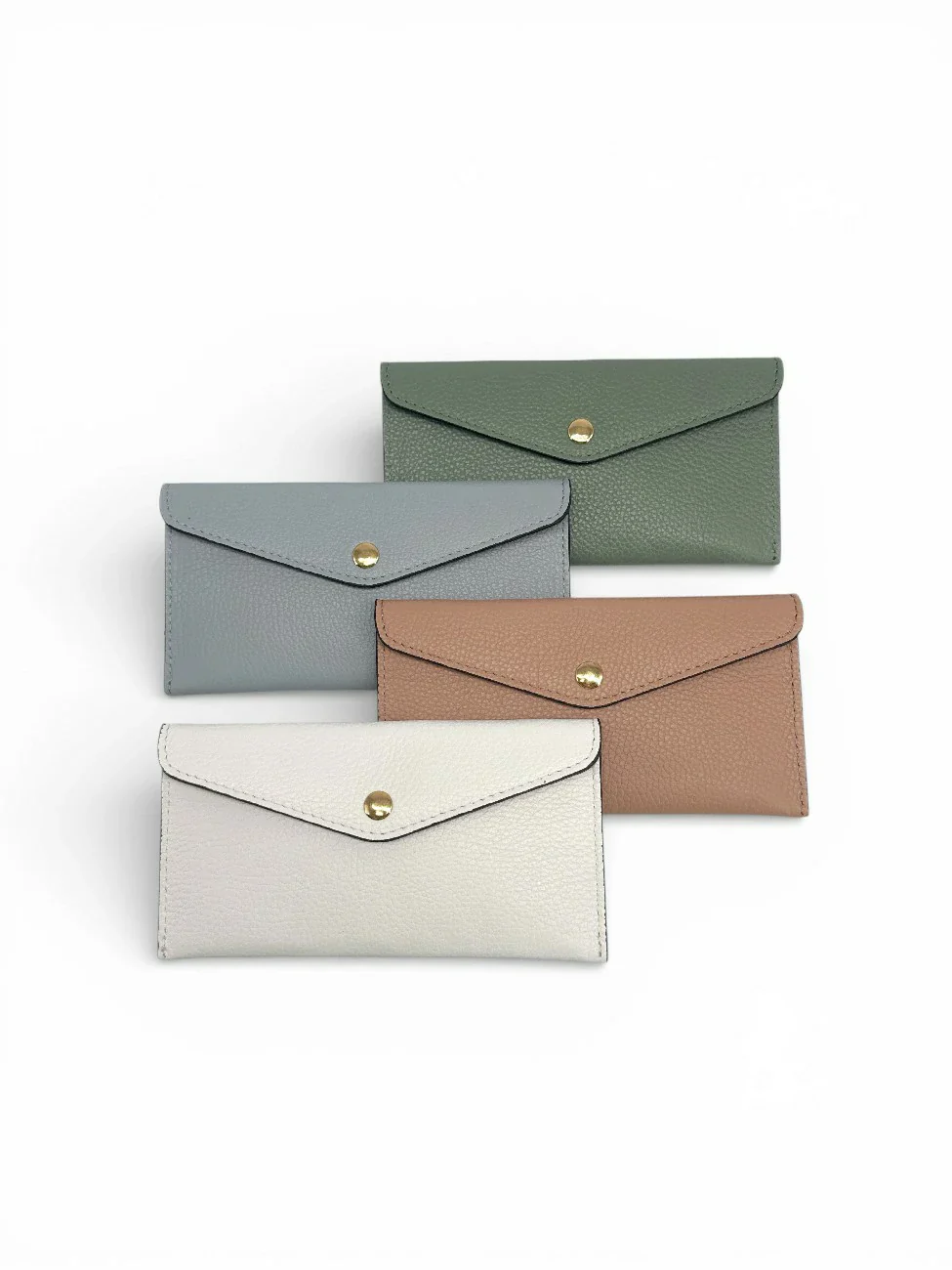 Pochette enveloppe en cuir grainé CLOE Rose nude - Image 7