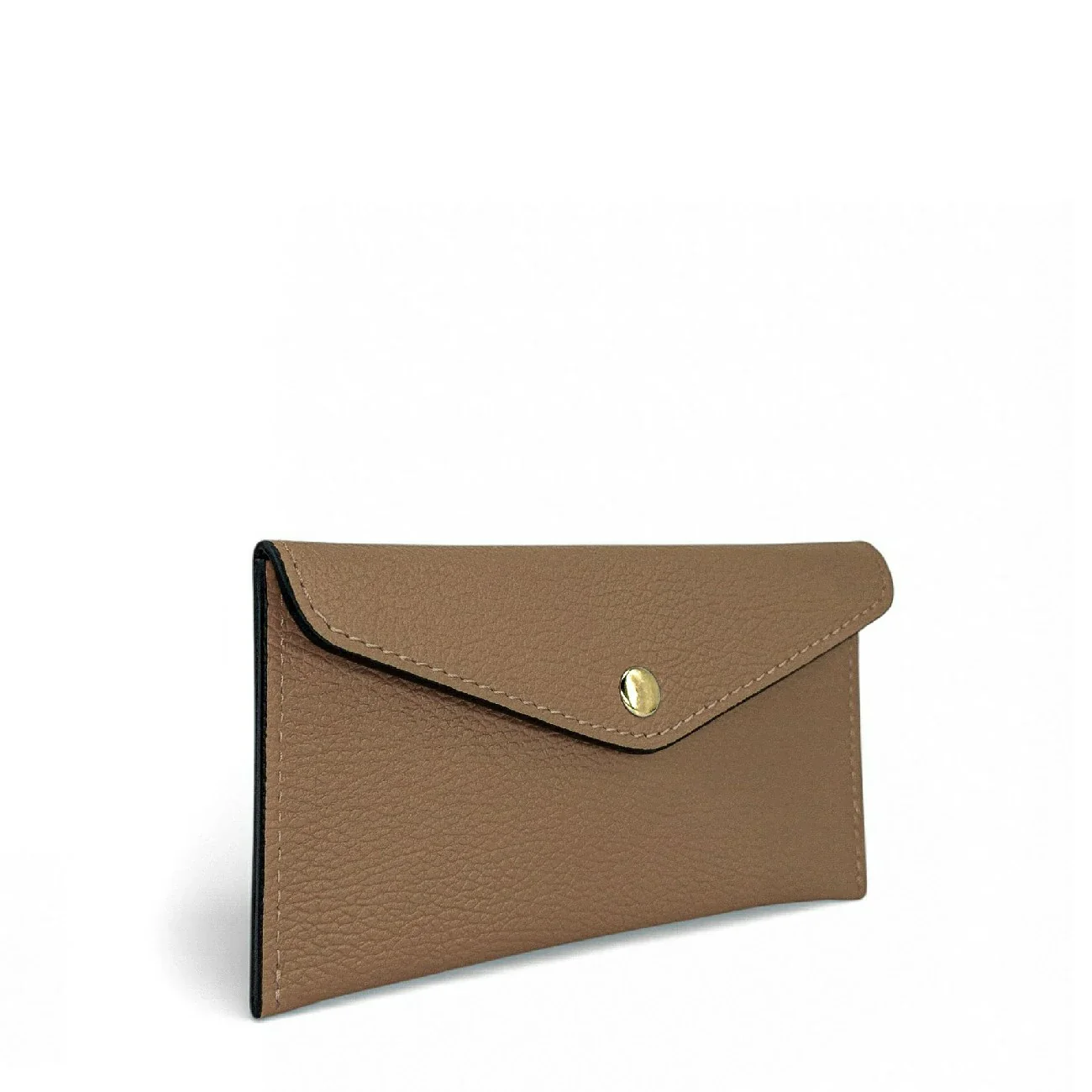 Pochette enveloppe en cuir grainé CLOE Taupe foncé - Image 2