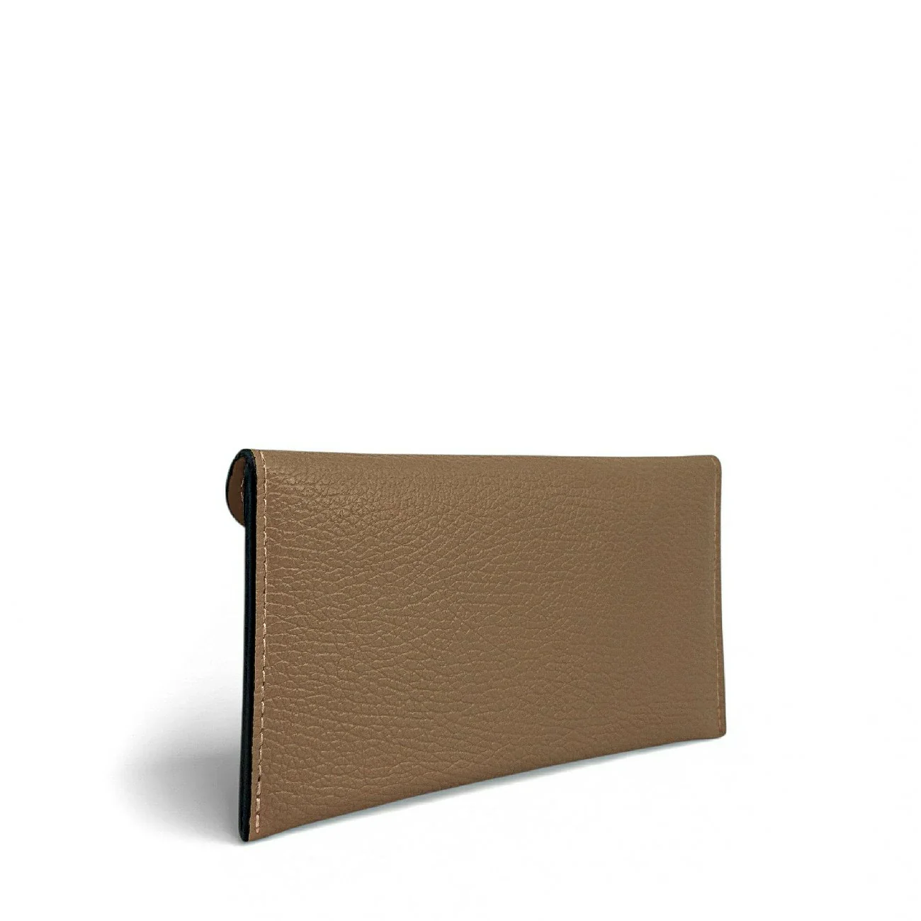 Pochette enveloppe en cuir grainé CLOE Taupe foncé - Image 5