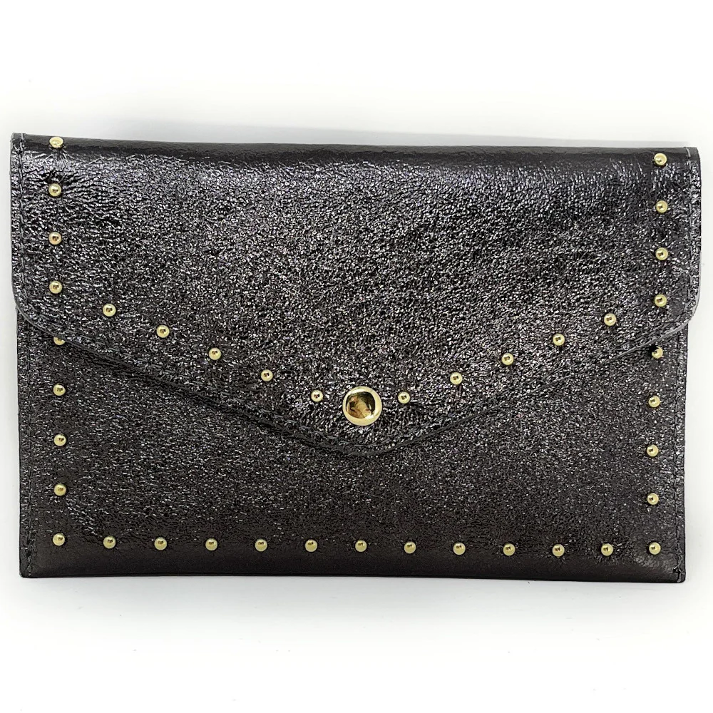 Pochette enveloppe en cuir irisé TINA Argent foncé - Image 4