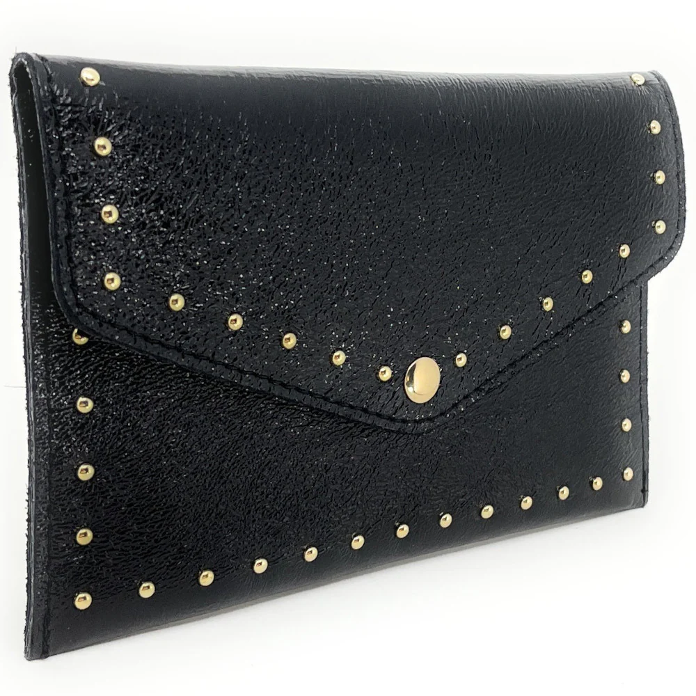 Pochette enveloppe en cuir irisé TINA Noir irisé - Image 2