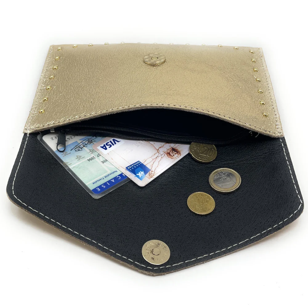 Pochette enveloppe en cuir irisé TINA Or - Image 5