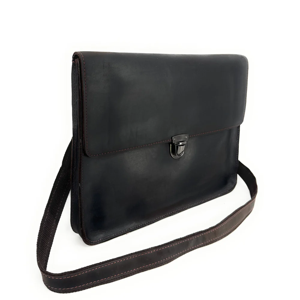Pochette porte document en cuir pull-up TIM Chocolat - Image 2