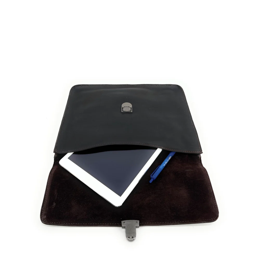 Pochette porte document en cuir pull-up TIM Chocolat - Image 5