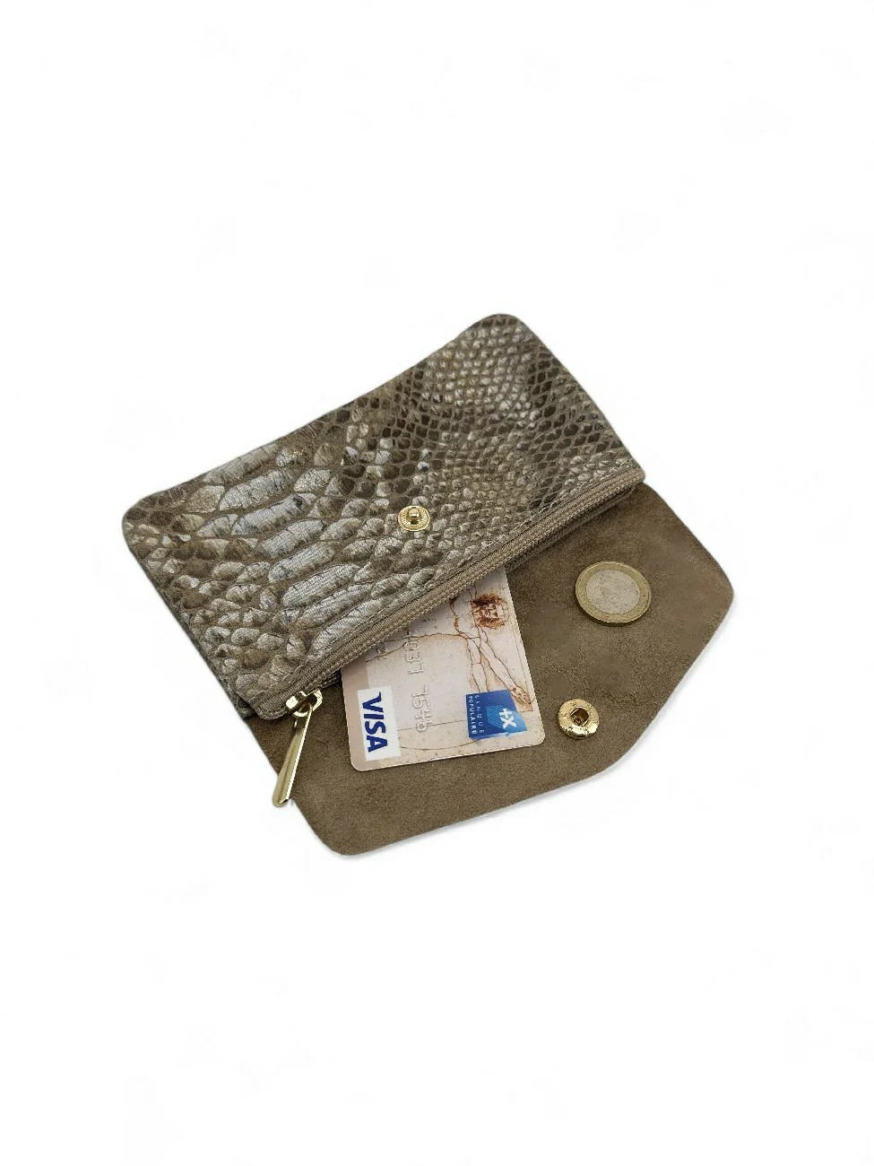 Pochette porte-monnaie en cuir brossé COMPO BROSSEE Python - Image 2
