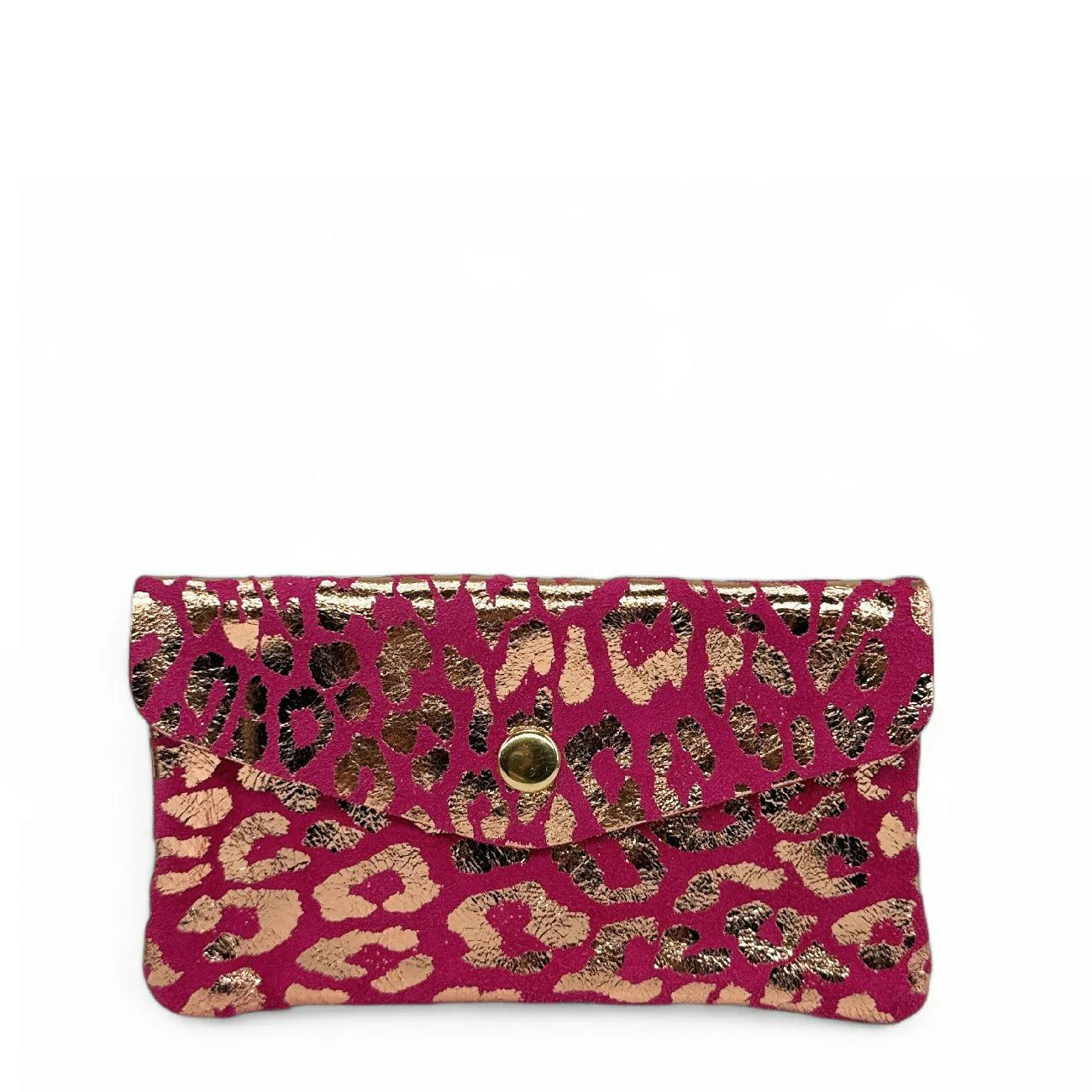 Pochette porte-monnaie en daim COMBI LEO Rose fuchsia - Image 4