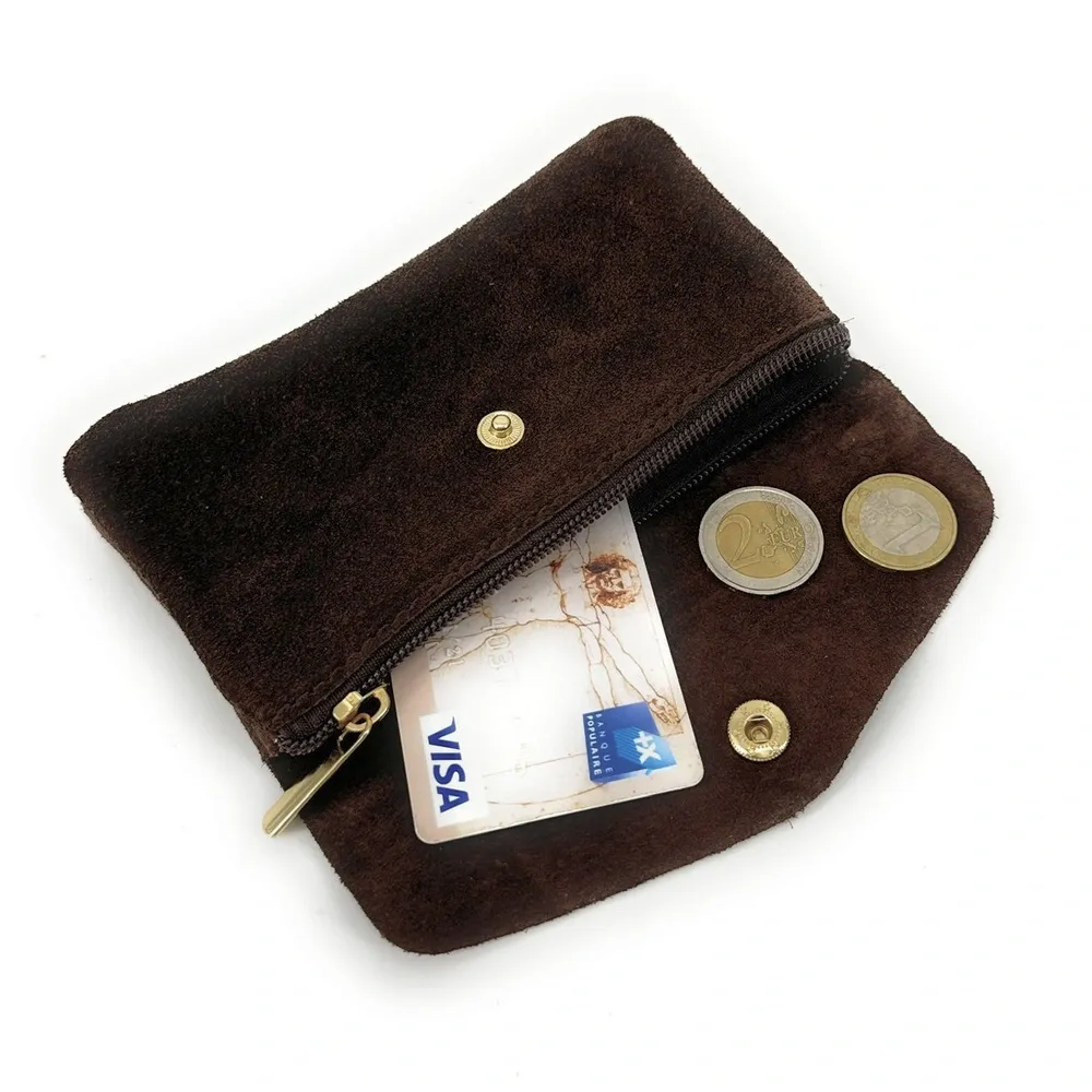 Pochette porte-monnaie en daim COMPO SUEDE Chocolat - Image 2