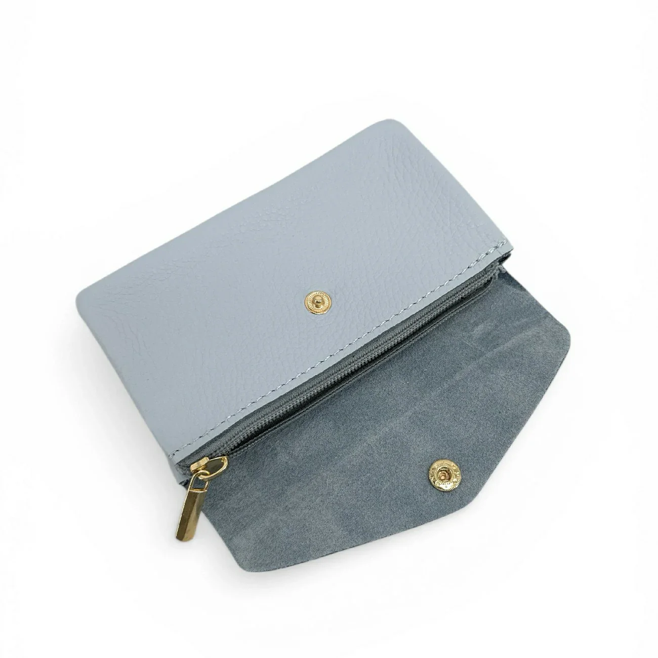 Pochette porte-monnaie en cuir grainé COMPO Bleu pastel - Image 5