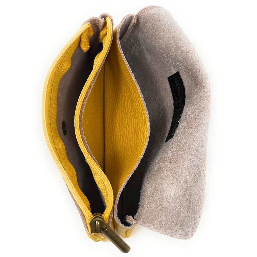 Pochette porte-monnaie en cuir grainé COMPO Jaune Moutarde - Image 3