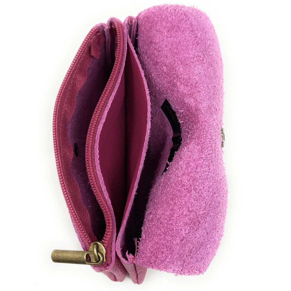 Pochette porte-monnaie en cuir grainé COMPO Rose fuchsia - Image 3