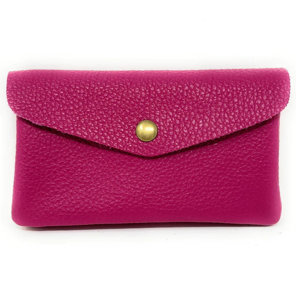 Pochette porte-monnaie en cuir grainé COMPO Rose fuchsia - Image 4