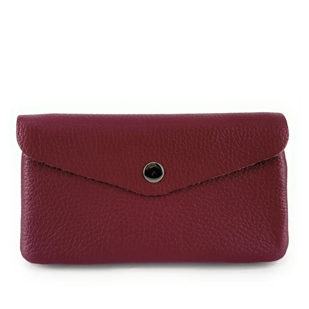 Pochette porte-monnaie en cuir grainé COMPO Rouge bordeaux - Image 4