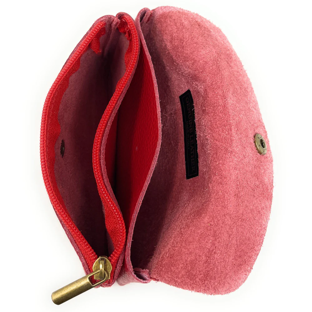 Pochette porte-monnaie en cuir grainé COMPO Rouge garance - Image 3