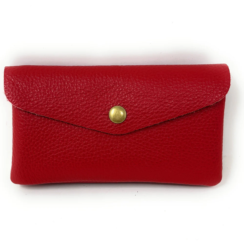 Pochette porte-monnaie en cuir grainé COMPO Rouge garance - Image 4