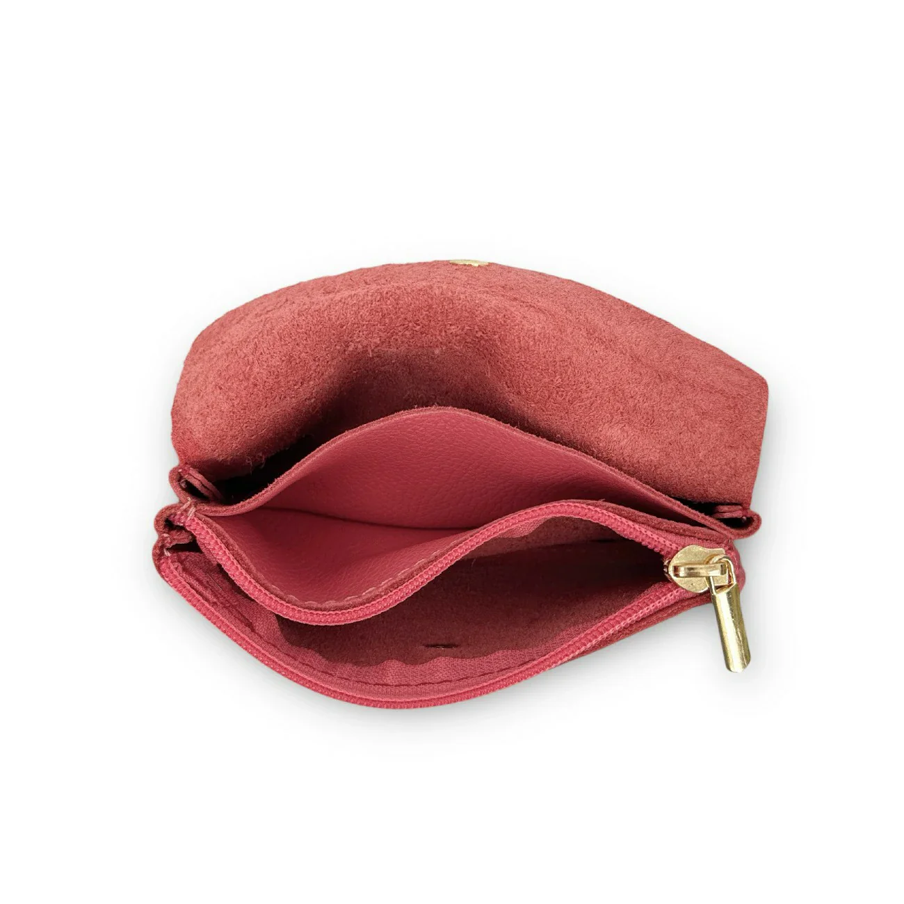 Pochette porte-monnaie en cuir grainé COMPO Rouge pastèque - Image 3