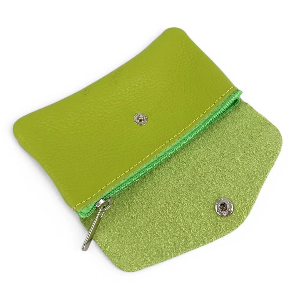 Pochette porte-monnaie en cuir grainé COMPO Vert anis - Image 5