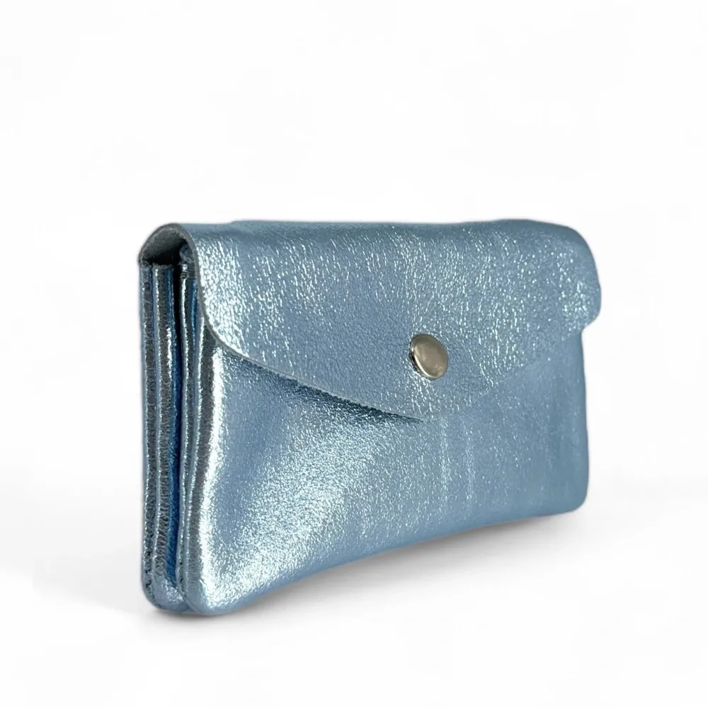 Pochette porte-monnaie en cuir irisé COMPO Bleu pastel irisé - Image 2